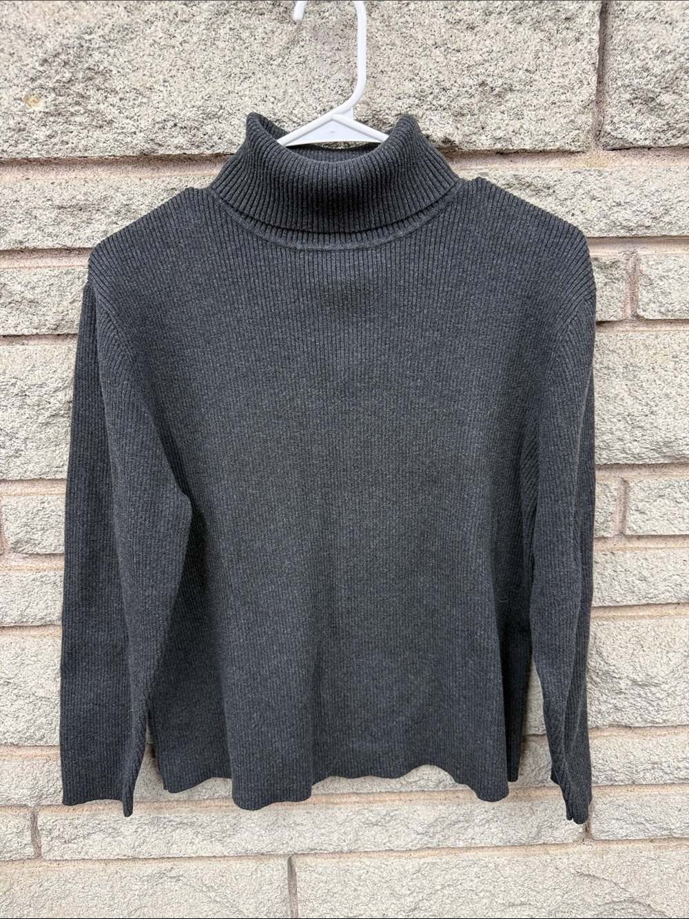 Studio Classics Women’s 2X Charcoal Gray Ribbed Knit Cotton Turtleneck Sweater